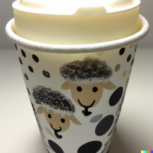 DALL·E 2023 02 07 10.04.39 PAPER CUP 14 OZ WITH 2 SHEEPS ON IT